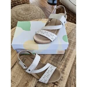 Earth Origins Kendra Khloe Strappy Wedge Sandal US 7M Cream Leather Hook&Loop
